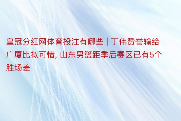 皇冠分红网体育投注有哪些 | 丁伟赞誉输给广厦比拟可惜, 山东男篮距季后赛区已有5个胜场差