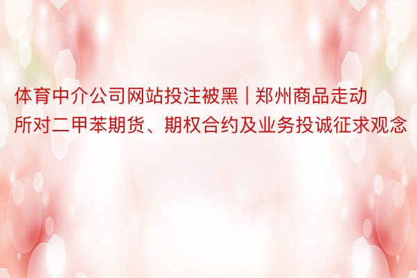 体育中介公司网站投注被黑 | 郑州商品走动所对二甲苯期货、期权合约及业务投诚征求观念