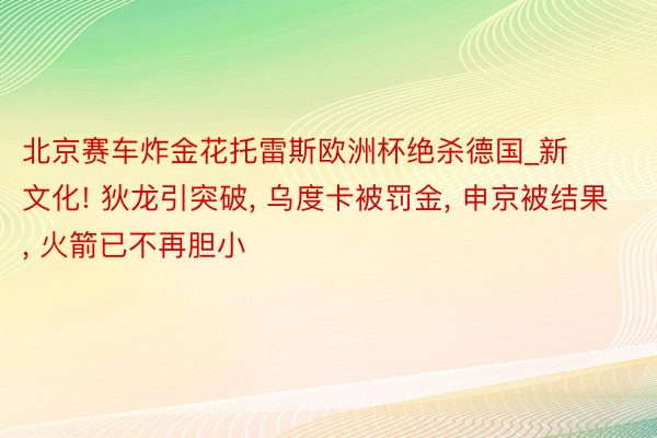 北京赛车炸金花托雷斯欧洲杯绝杀德国_新文化! 狄龙引突破, 乌度卡被罚金, 申京被结果, 火箭已不再胆小